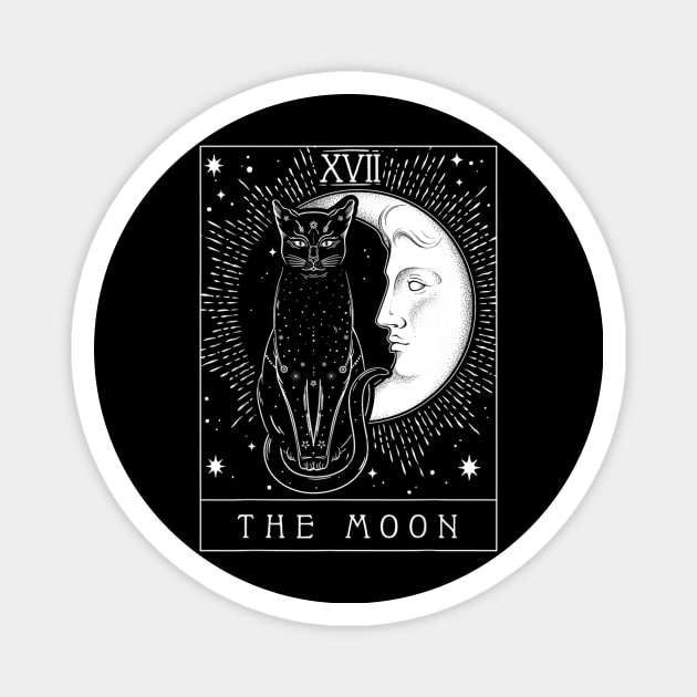 Tarot Card Crescent Moon And Cat Graphic T shirt Magnet by Tisine